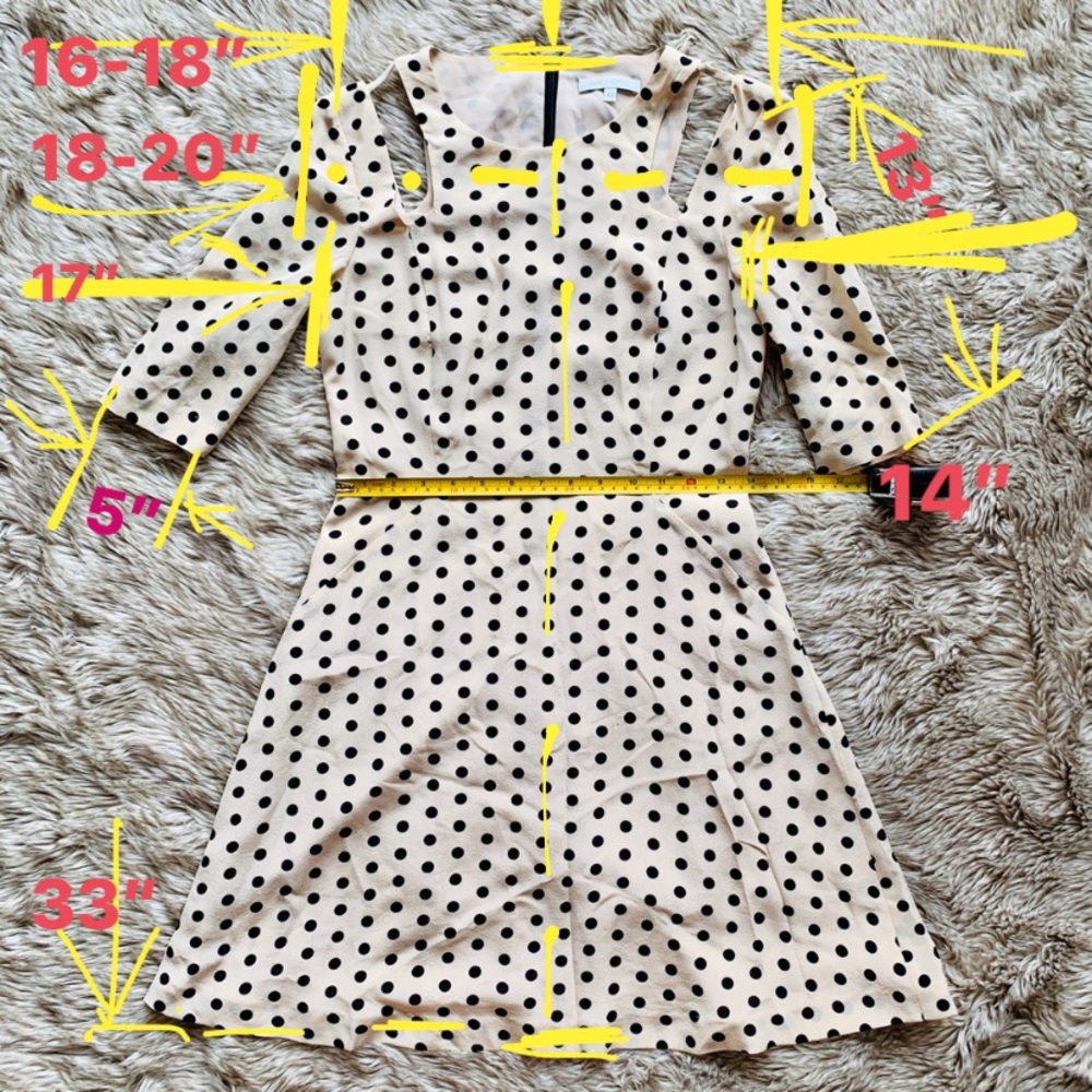 Patrizia Pepe Silk Beige Polka Dot Cut-Out Dress - Picture 15 of 16
